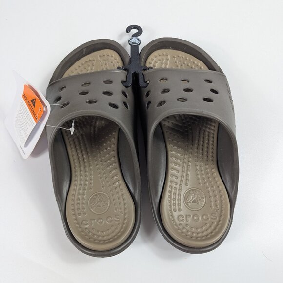 Crocs Scutes Slides Sandals Chocolate Brown Unisex Size Mens 5 Womens 7 NWT - Picture 2 of 4